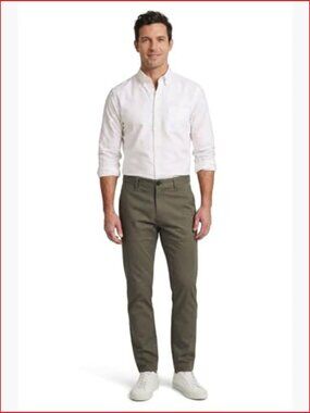 Slim Fit Tapered Chino Pants Cotton Spandex Mid Rise